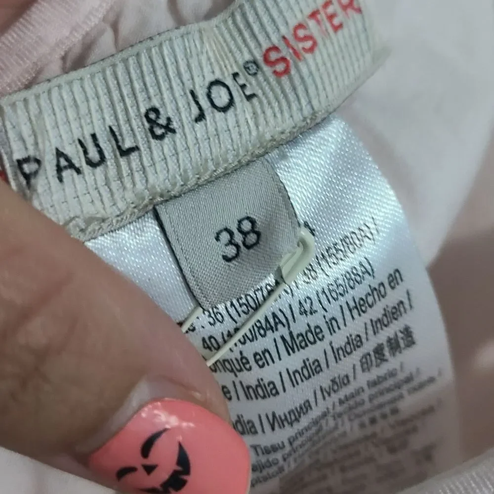 Paul & Joe Sister Pink Fiorella Sleeveless Ruffle Lace Front Dress Damaged - Picture 7 of 9